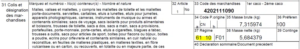 Régime des retours 6110